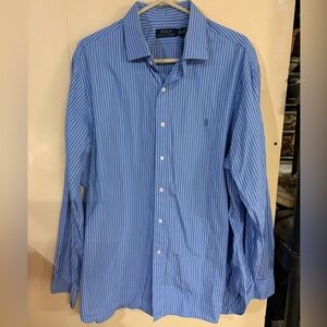 Ralph Lauren Blue and White Striped Dress Shirt